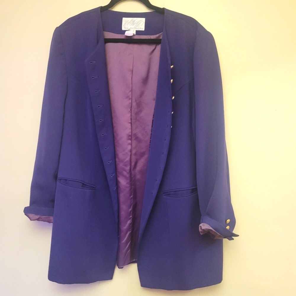 💜 Lord & Taylor | Vintage Royal Purple Jacket / Blazer, Sz. 18W